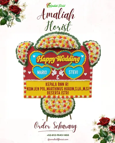 Karangan Papan Bunga Pernikahan di Puhu
